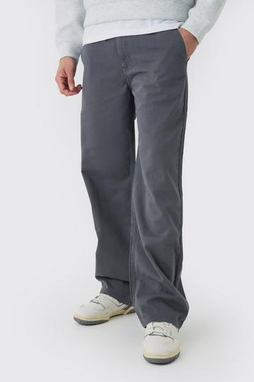 Charcoal Grey Half Elasticated Waist Baggy Chino Trousers