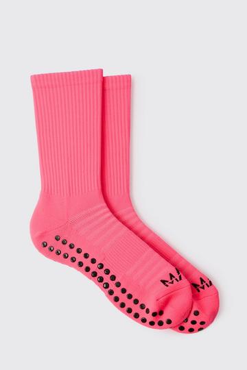 Pink Man Active Neon Grip Crew Sock