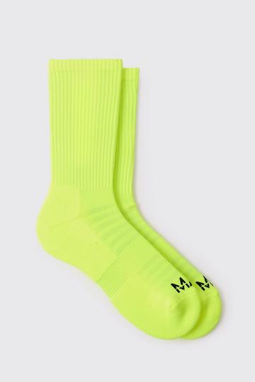 Yellow Man Active Neon Running Crew Sock