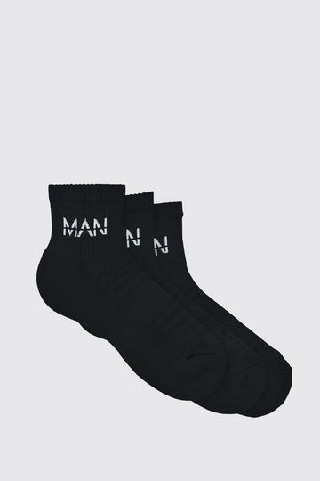 Black Man Active Cushioned Training Ankle 3 Pack Sock