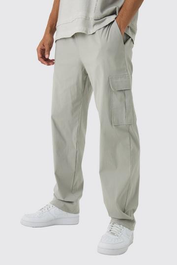 Straight Leg Elasticated Waist Technical Stretch Cargo Trouser light grey