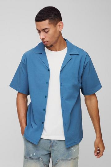 Oversized Revere Bengaline Shirt slate blue