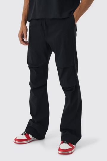 Black Slim Fit Flare Rushed Leg Bengaline Trouser