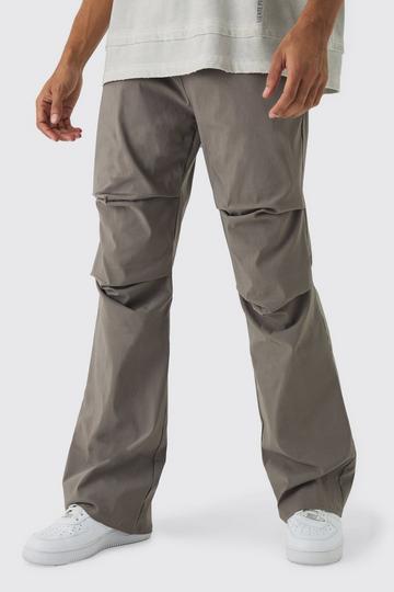 Slim Fit Flare Rushed Leg Bengaline Trouser taupe