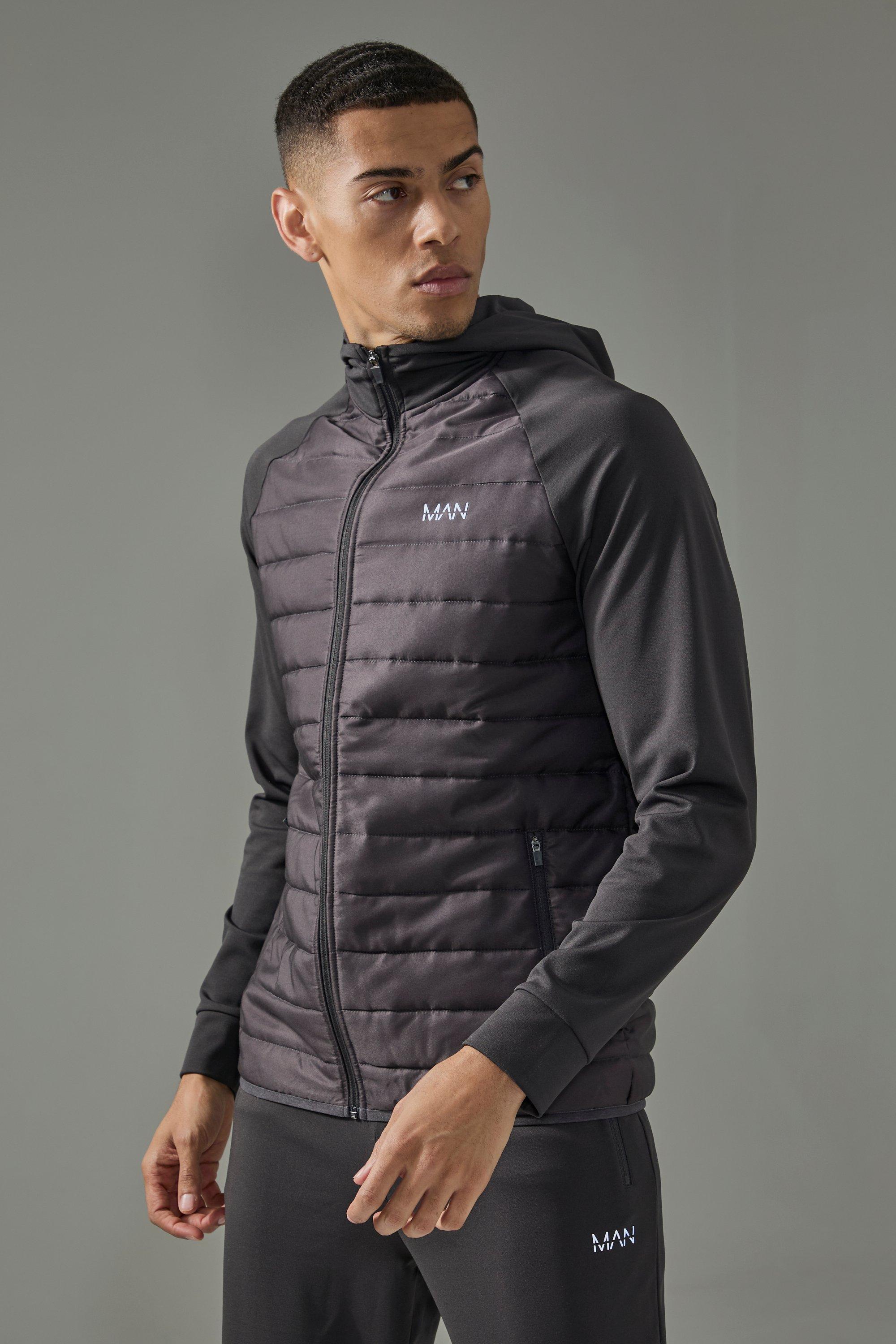 Man Active Quilted Hoodie and Tapered Jogger boohoo