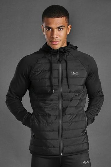 Man Active Quilted Zip Through Hoodie black