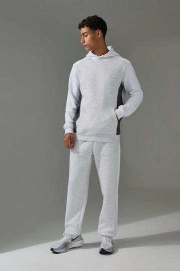 Grey Man Active Colour Block Hoodie and Jogger Tracksuit