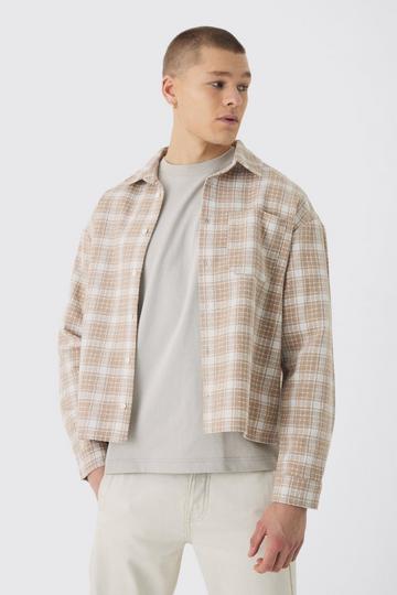 Oversized Boucle Check Overshirt taupe