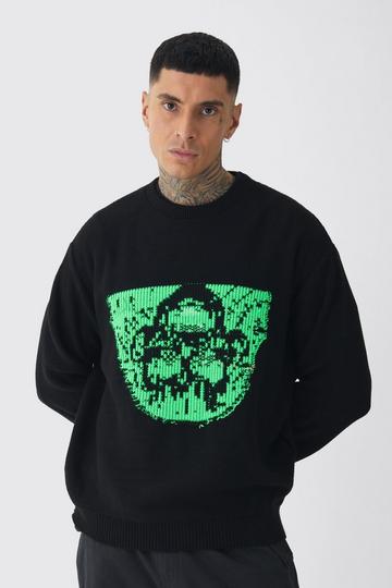 Black Tall Oversized Reverse Knit Halloween Jumper