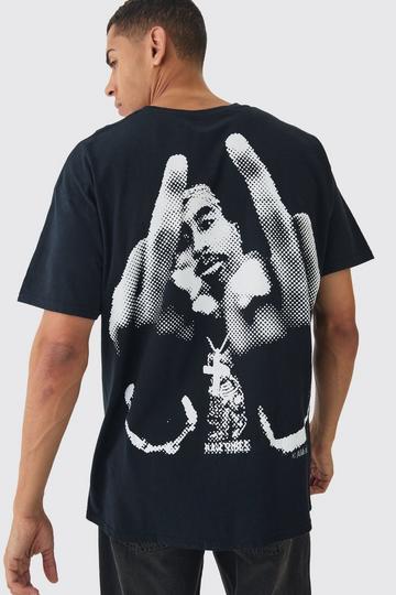 Oversized Tupac License Graphic T-Shirt black