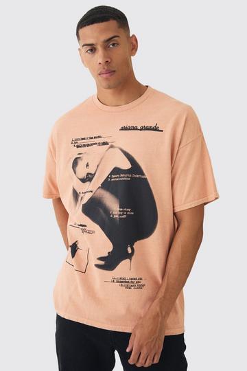 Oversized Ariana Grande License Graphic T-Shirt peach