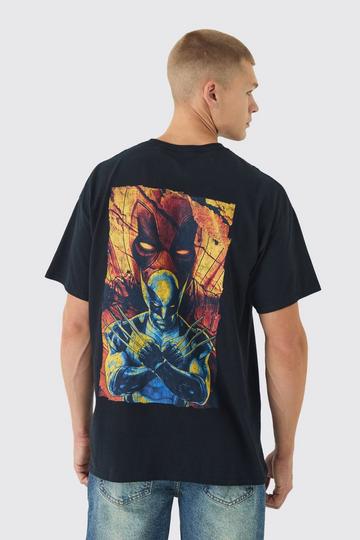 Oversized Deadpool Wolverine License T-Shirt black