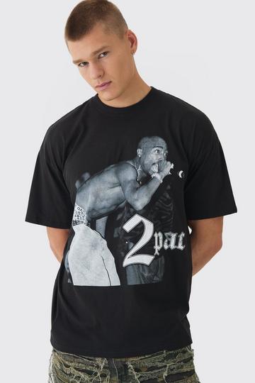 Oversized Tupac License Graphic T-Shirt black