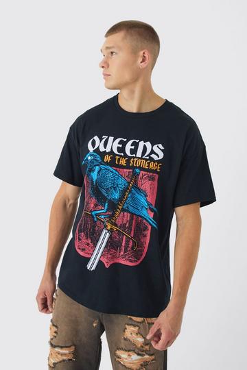 Oversized Queen Of The Stone Age Band License Graphic T-Shirt black