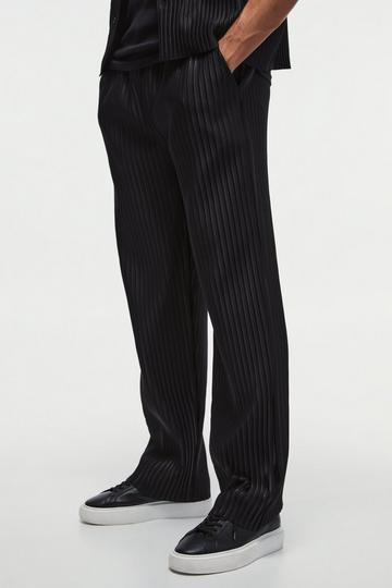 Straight Leg Pleated Elasticated Waist Trouser black