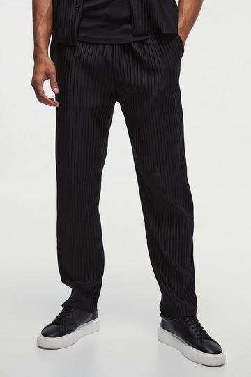 Tapered Fit Elasticated Waist Pleated Trouser black