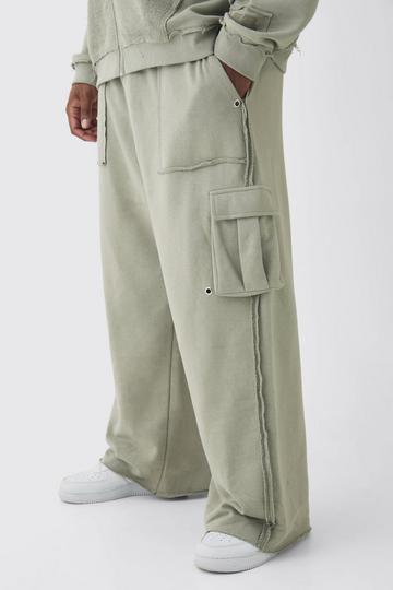 Plus Relaxed Wide Leg Eyelet Detail Cargo Jogger taupe