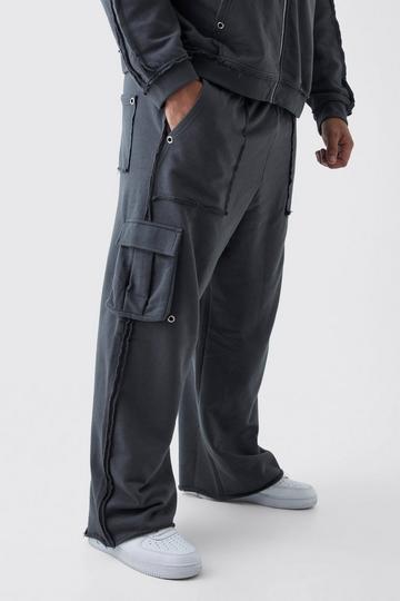 Plus Relaxed Wide Leg Eyelet Detail Cargo Jogger charcoal