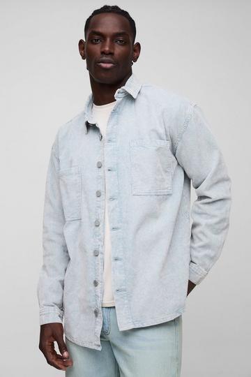 Oversized Acid Wash Cord Overshirt slate