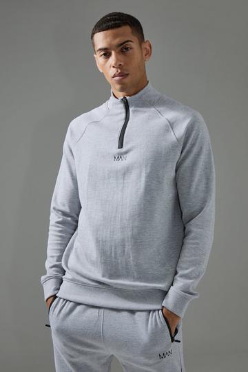 Man Active Pro Fleece Reg Fit 1/4 Zip grey