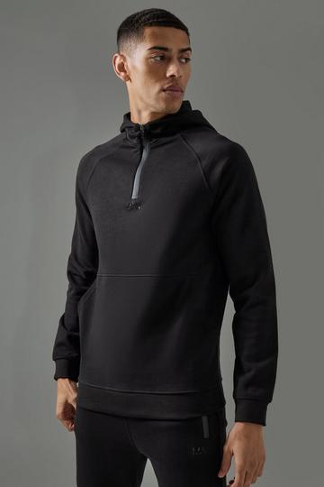 Man Active Pro Fleece Reg Fit 1/4 Zip Hoodie black