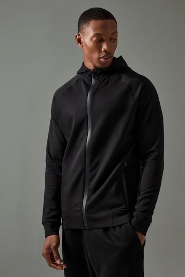 Man Active Pro Fleece Reg Fit Zip Through Hoodie black