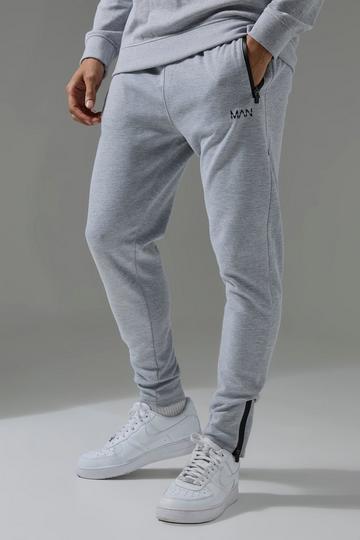 Man Active Pro Fleece Skinny Fit Joggingbroek grey