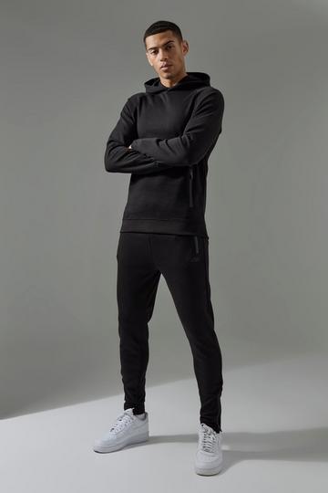 Man Active Pro Fleece Hoodie & Skinny Fit Jogger Tracksuit black