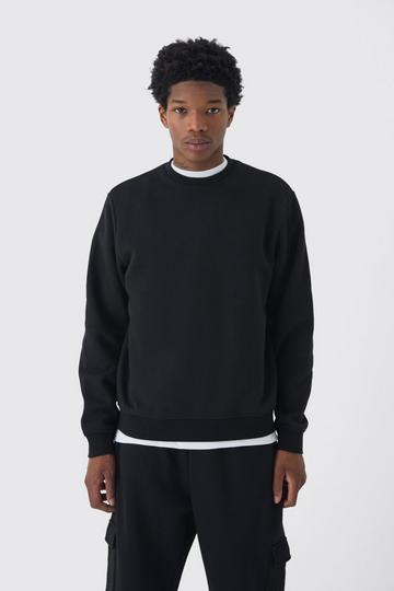 330GSM Basic Regular Fit Crew Neck Sweatshirt black