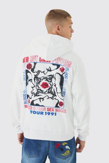 Oversized Red Hot Chili Peppers License Print Hoodie white