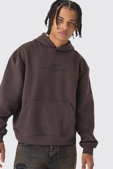 Oversized Boxy M Graphic Hoodie chocolate