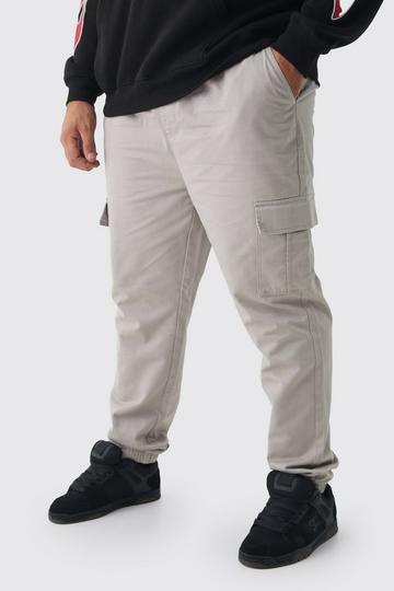 Plus Slim Fit Cargo Broek grey