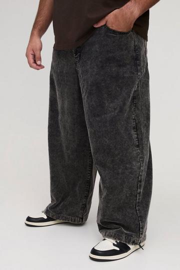 Black Plus Parachute Acid Wash Cord Trouser