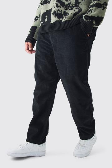 Black Plus Tapered Cord Trouser in Black