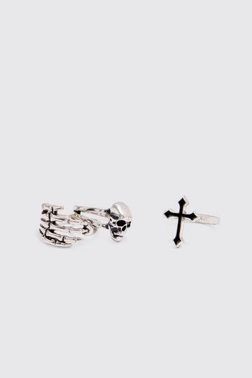 Silver 3 Pack Skull Rings