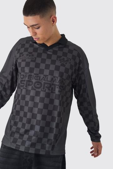 Oversized Official Checkerboard Long Sleeve Football Top black