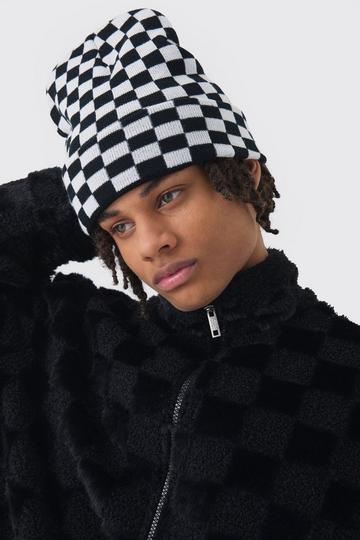 Black Checkered Beanie