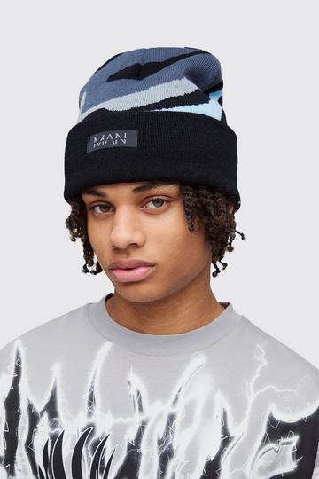 Black Spray Paint Effect Graphic Beanie