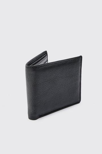 Real Leather Plain Wallet In Black black