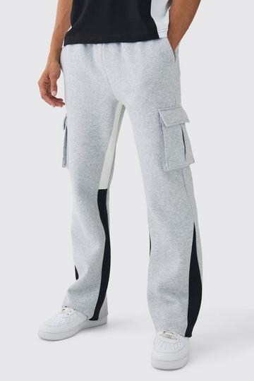 Regular Fit Raw Hem Gusset Cargo Jogger grey marl