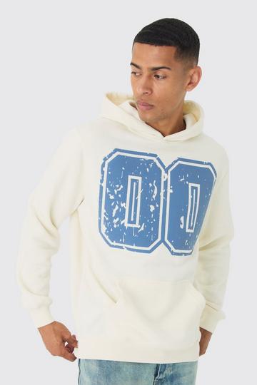 Ecru White Varsity Puff Print Hoodie