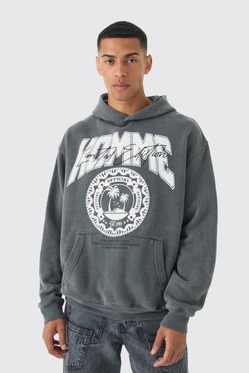 Homme Print Hoodie charcoal