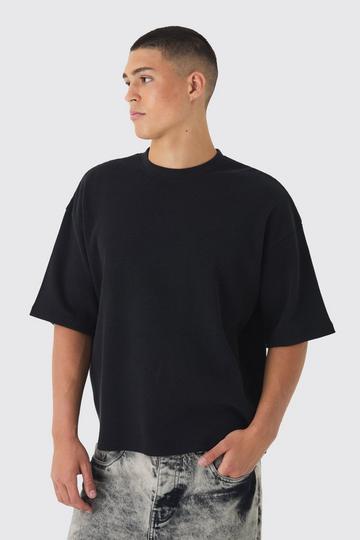 Oversized Boxy Waffle T-shirt black