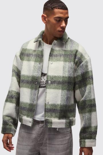 Sage Green Heavyweight Brushed Check Overshirt