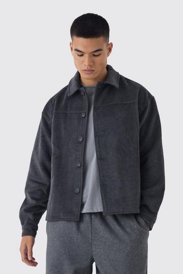 Heavyweight Brushed Overshirt charcoal