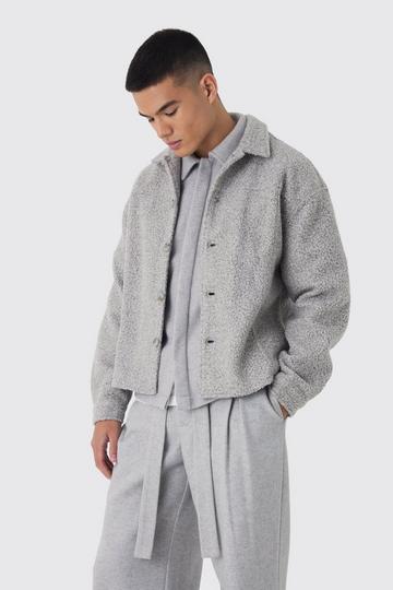 Heavyweight Oversized Boucle Overshirt light grey