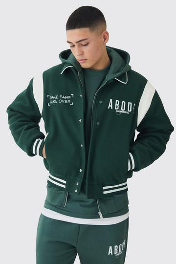 Abode Boxy Varsity Jacket dark green