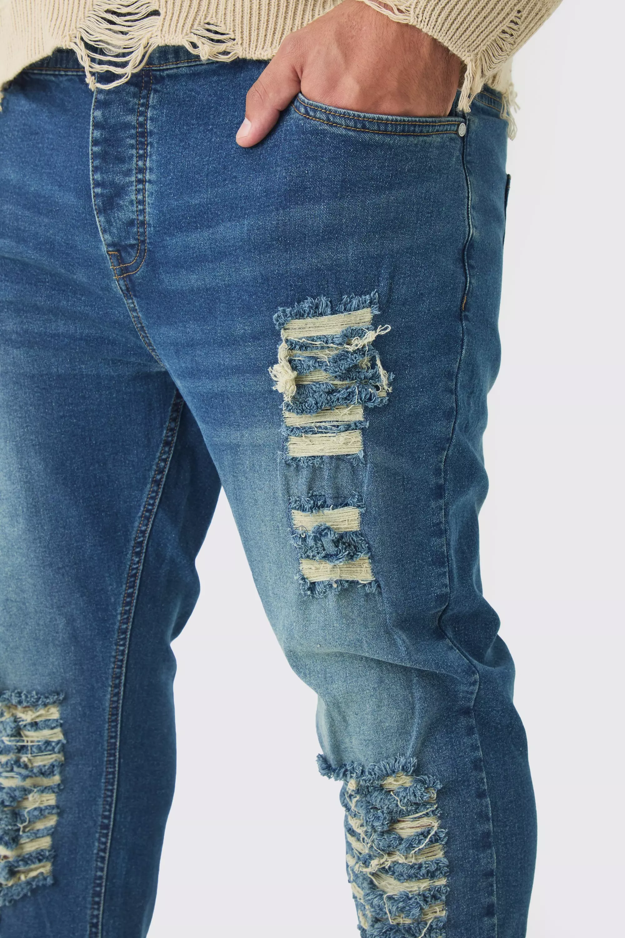 Vintage blue Plus Skinny Jeans With All Over Rips alternative image