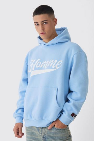 Oversized Homme Printed Varsity Sweatshirt blue