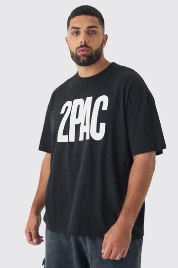 Plus Oversized Tupac License Graphic T-Shirt black